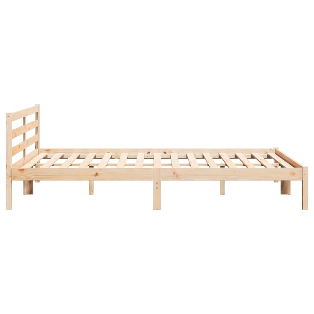 Bed Frame Brown 225.5 x 185.5 x 69.5 cm Solid Pine Wood