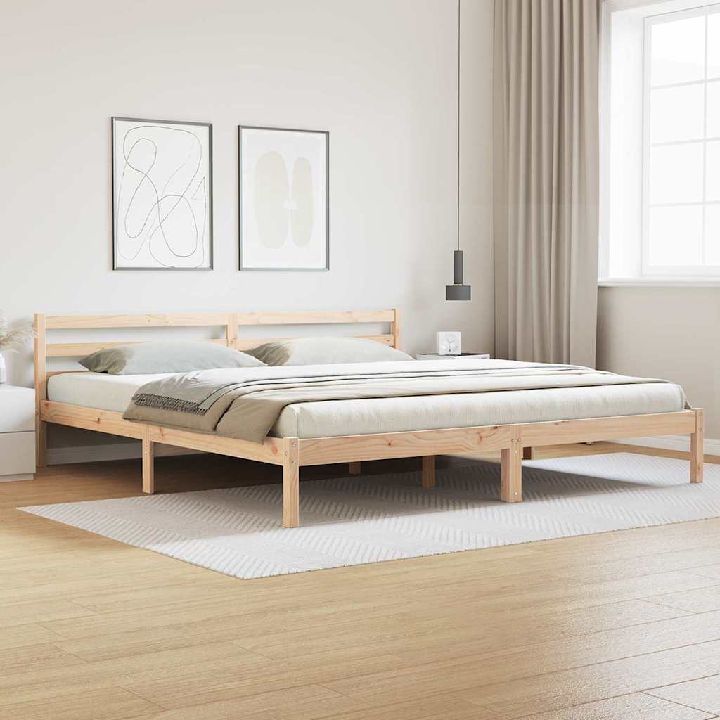 Bed Frame Brown 225.5 x 205.5 x 69.5 cm Solid Pine Wood