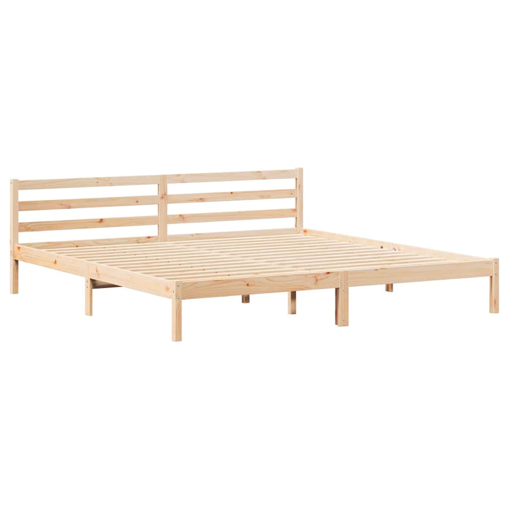 Bed Frame Brown 225.5 x 205.5 x 69.5 cm Solid Pine Wood