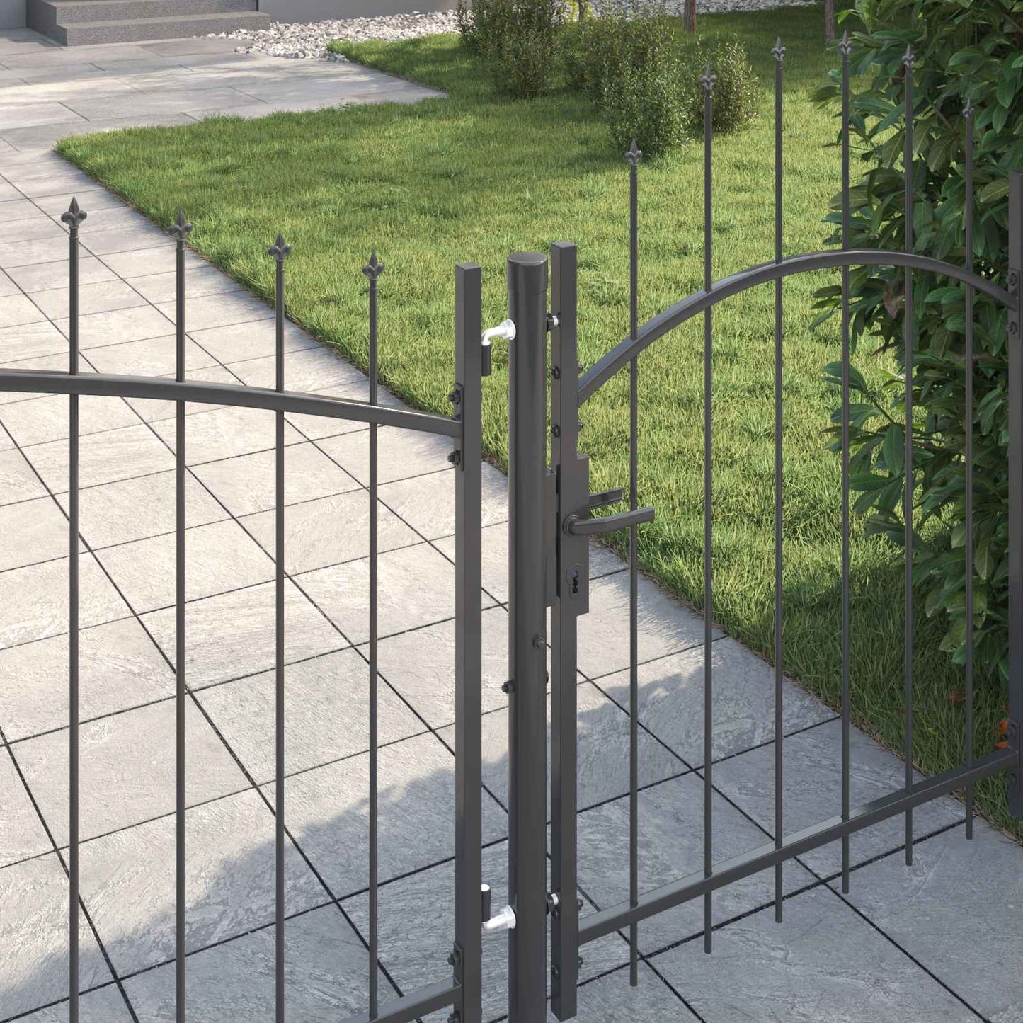 Garden Gate with Lock Woerden Grey 100 x 400 cm Steel