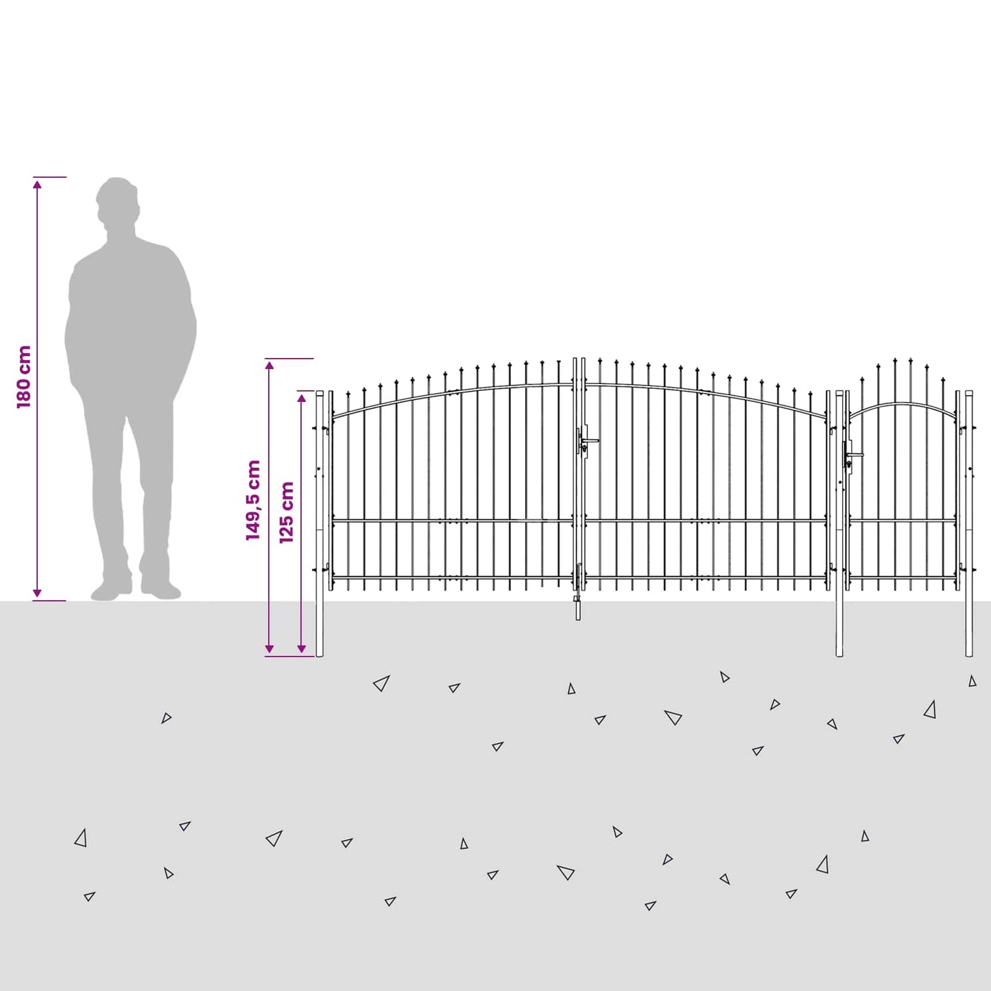 Garden Gate with Lock Woerden Grey 100 x 400 cm Steel