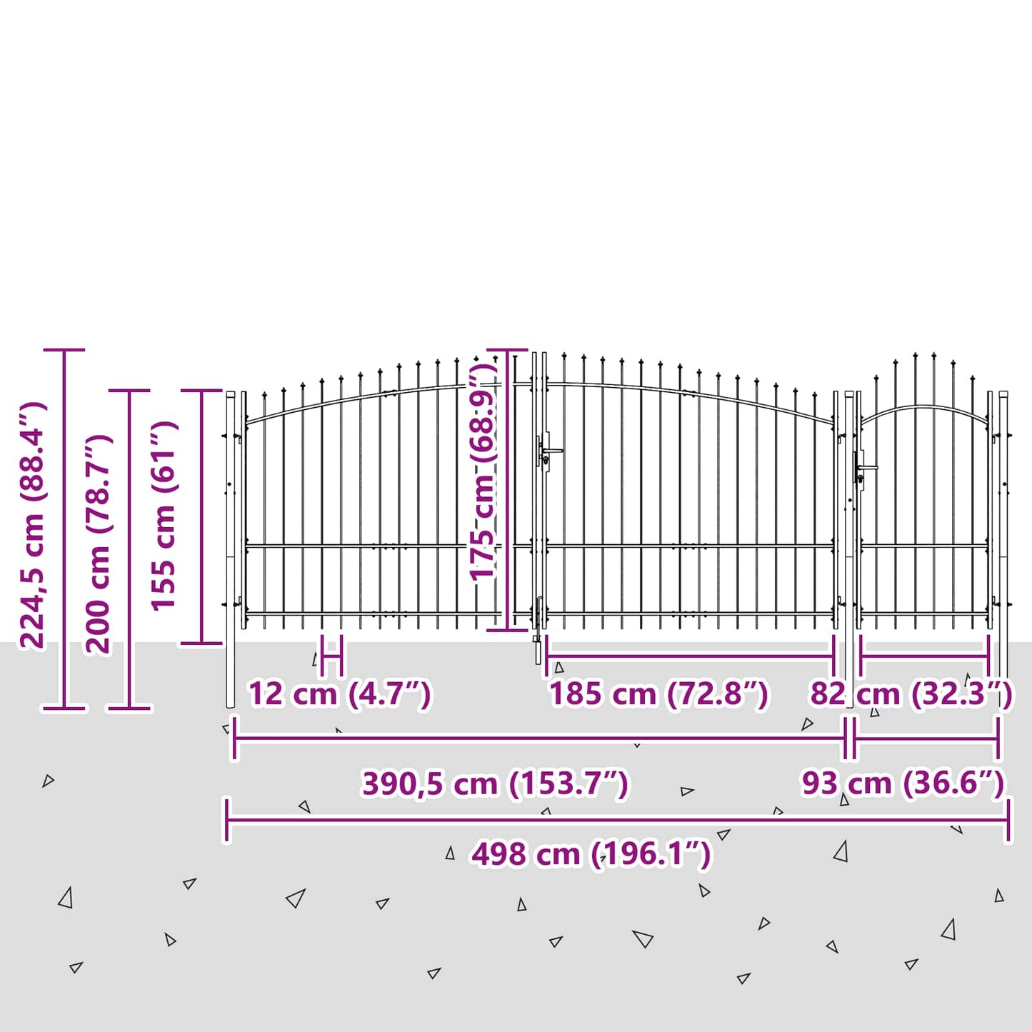 Garden Gate with Lock Woerden Grey 100 x 400 cm Steel