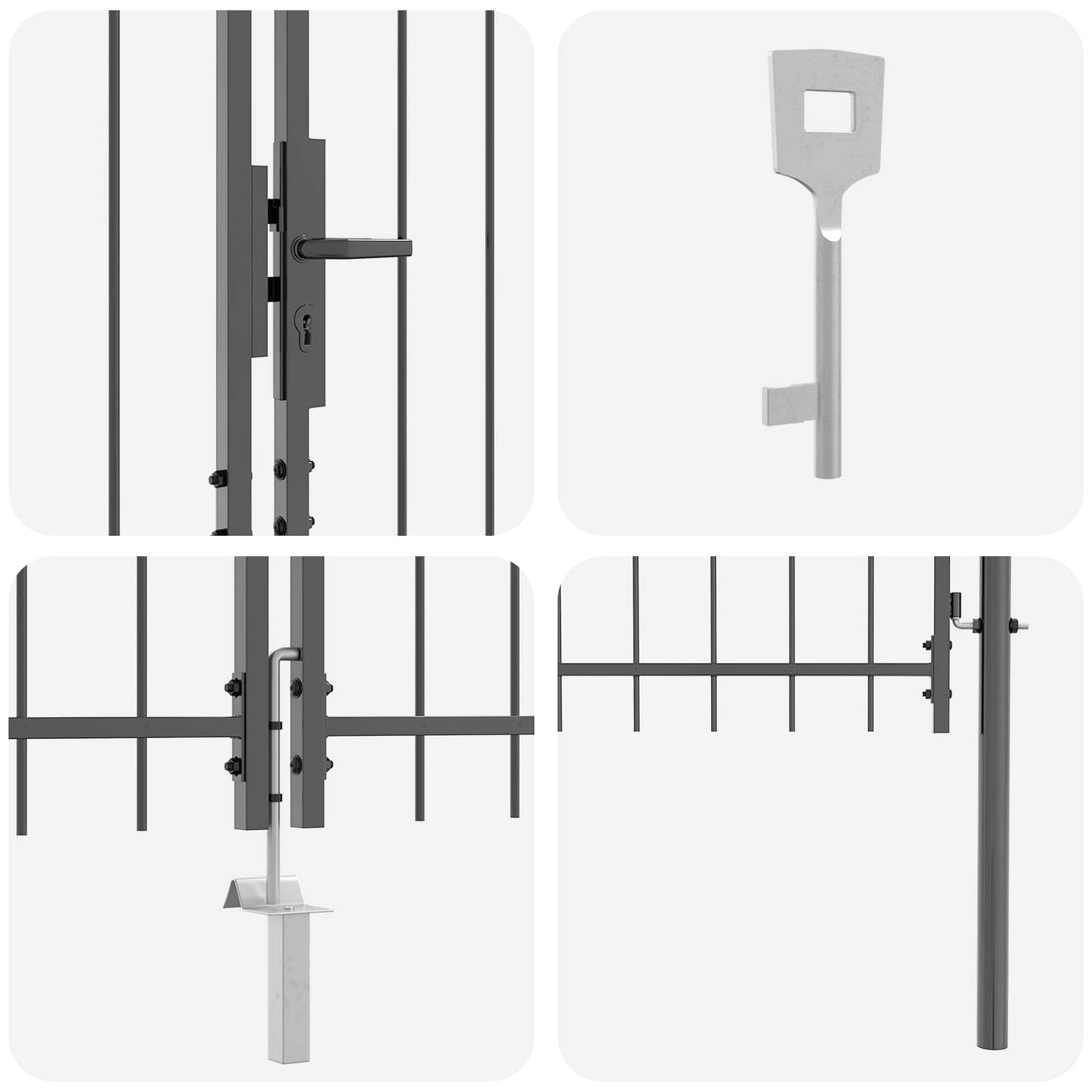 Garden Gate WOERDEN 100 x 500 cm Lockable Steel Grey