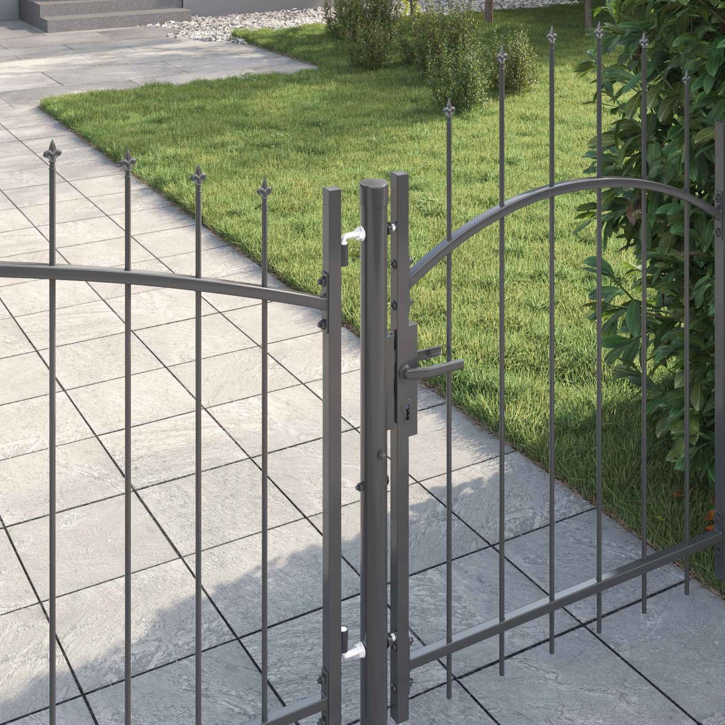 Garden Gate WOERDEN 100 x 500 cm Lockable Steel Grey