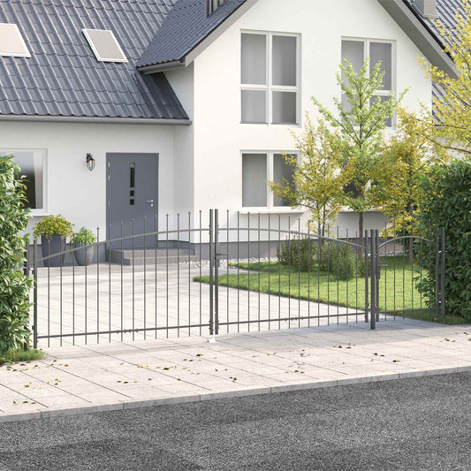 Garden Gate WOERDEN 150 x 500 cm Steel Grey Lockable