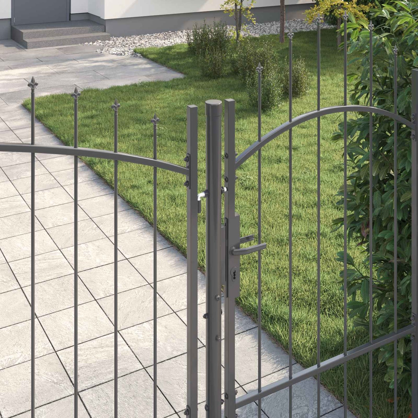 Garden Gate with Lock Woerden Grey 175 x 500 cm Steel