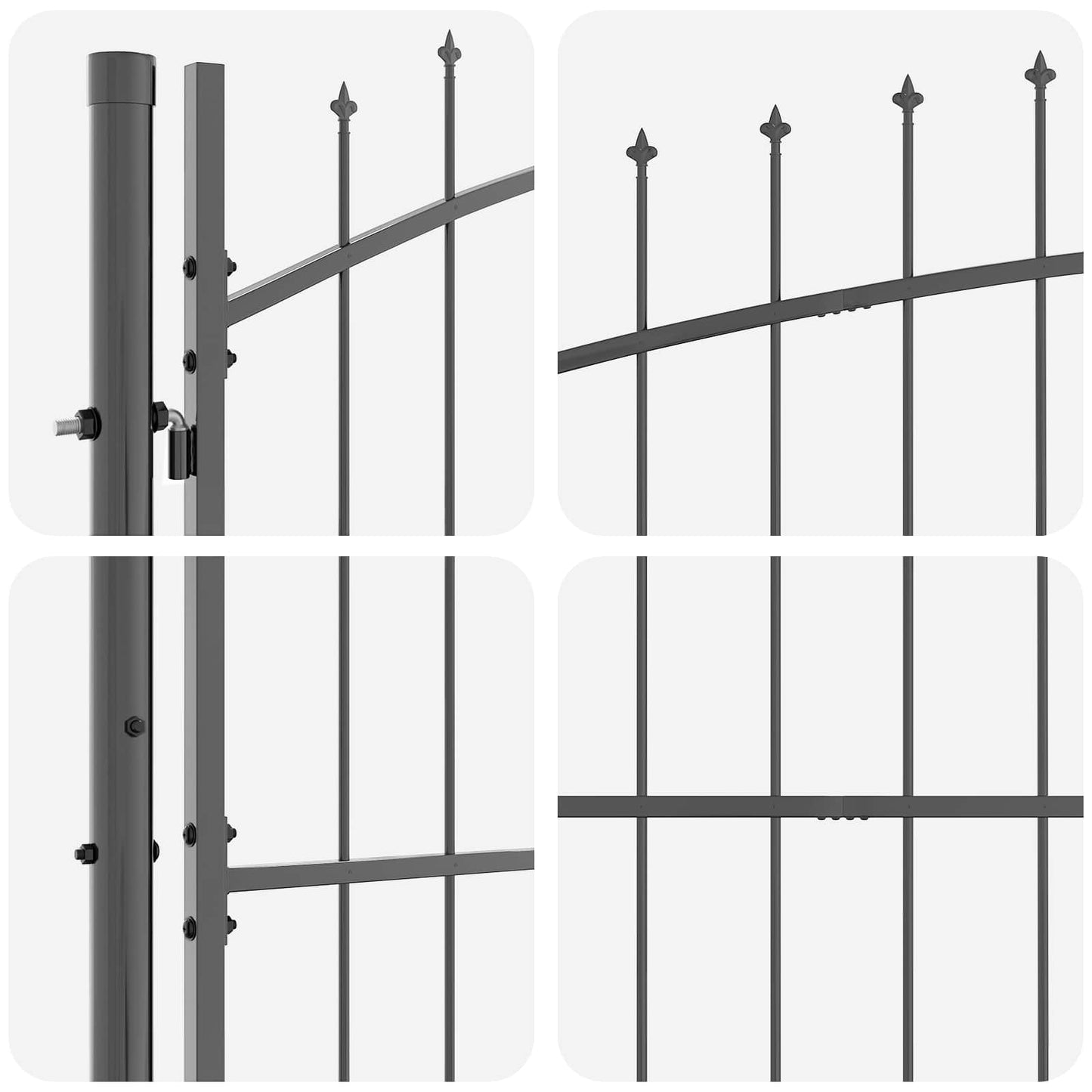 Garden Gate with Lock Woerden Grey 195 x 500 cm Steel