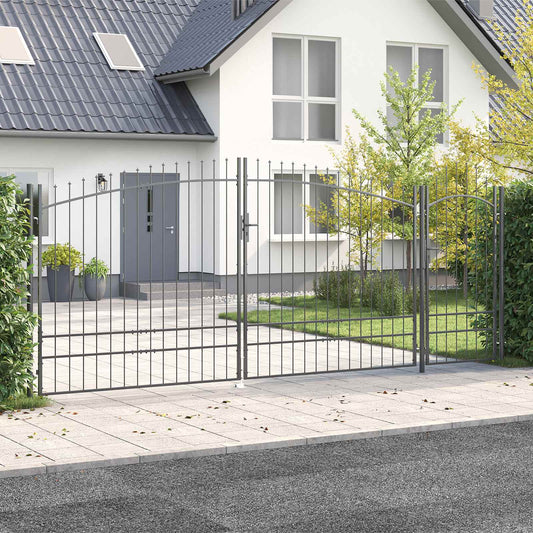 Garden Gate WOERDEN 195 x 500 cm Steel Grey Lockable