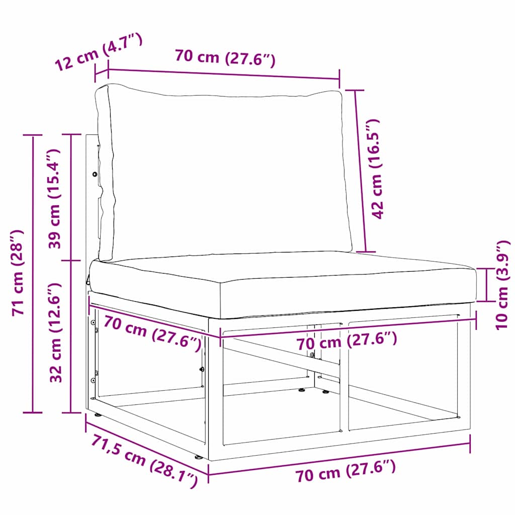 Outdoor Furniture Black and Anthracite 70 x 71.5 x 71 cm Metal