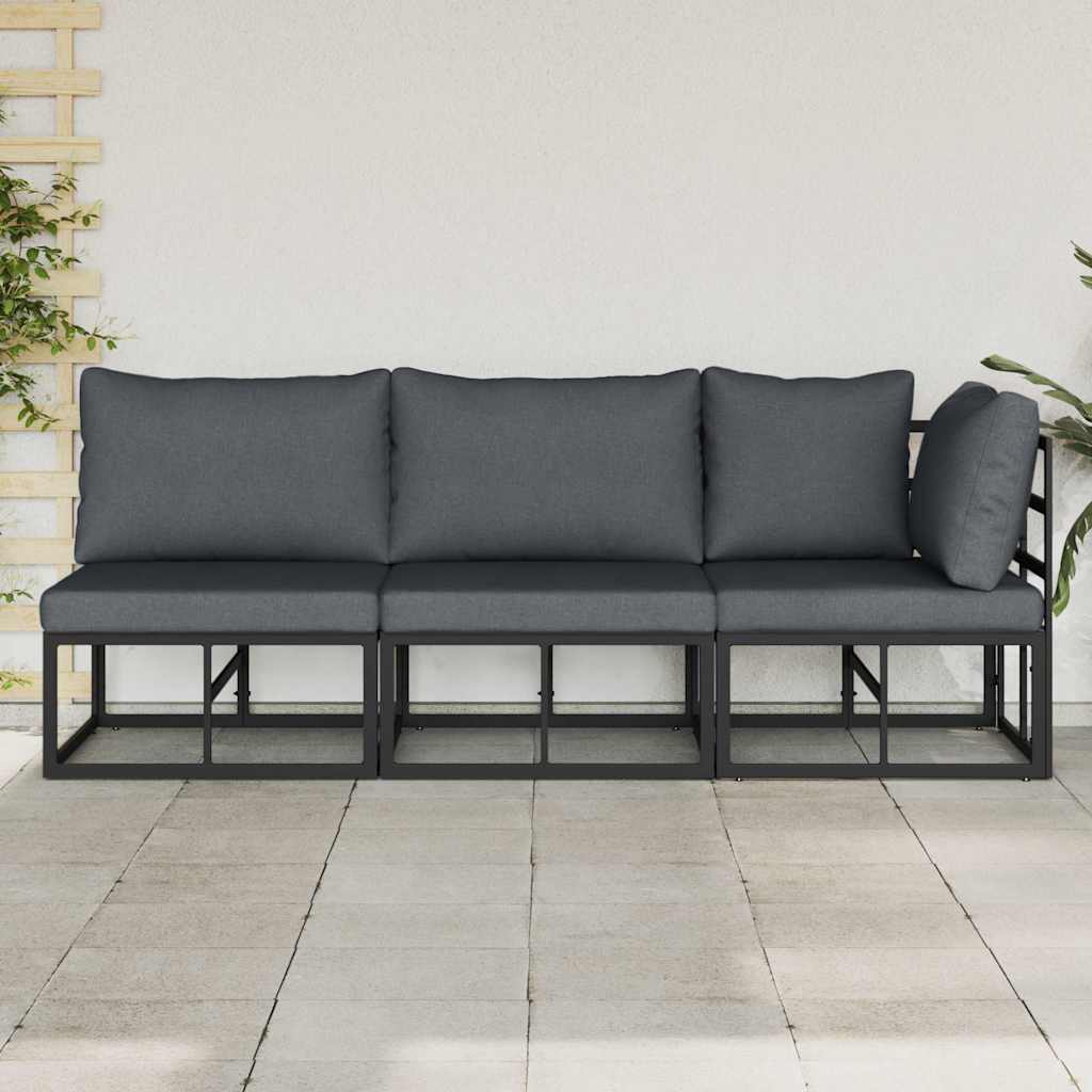 Outdoor Furniture 3 Piece Black and Anthracite Metal