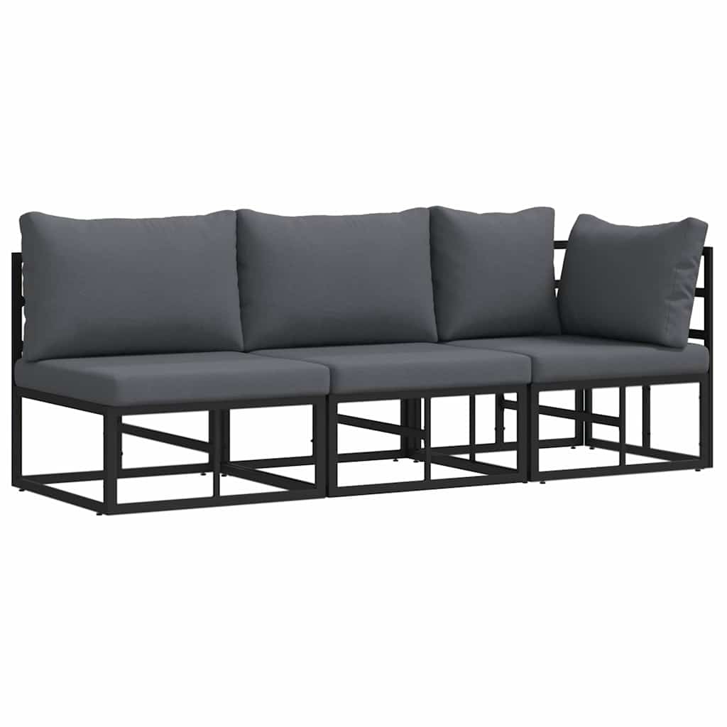 Outdoor Furniture 3 Piece Black and Anthracite Metal