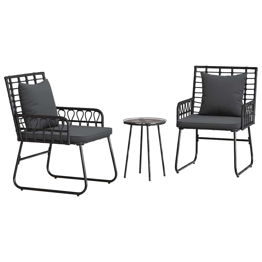 vidaXL Garden Dining Set 3 pcs Black, Anthracite Poly rattan, steel