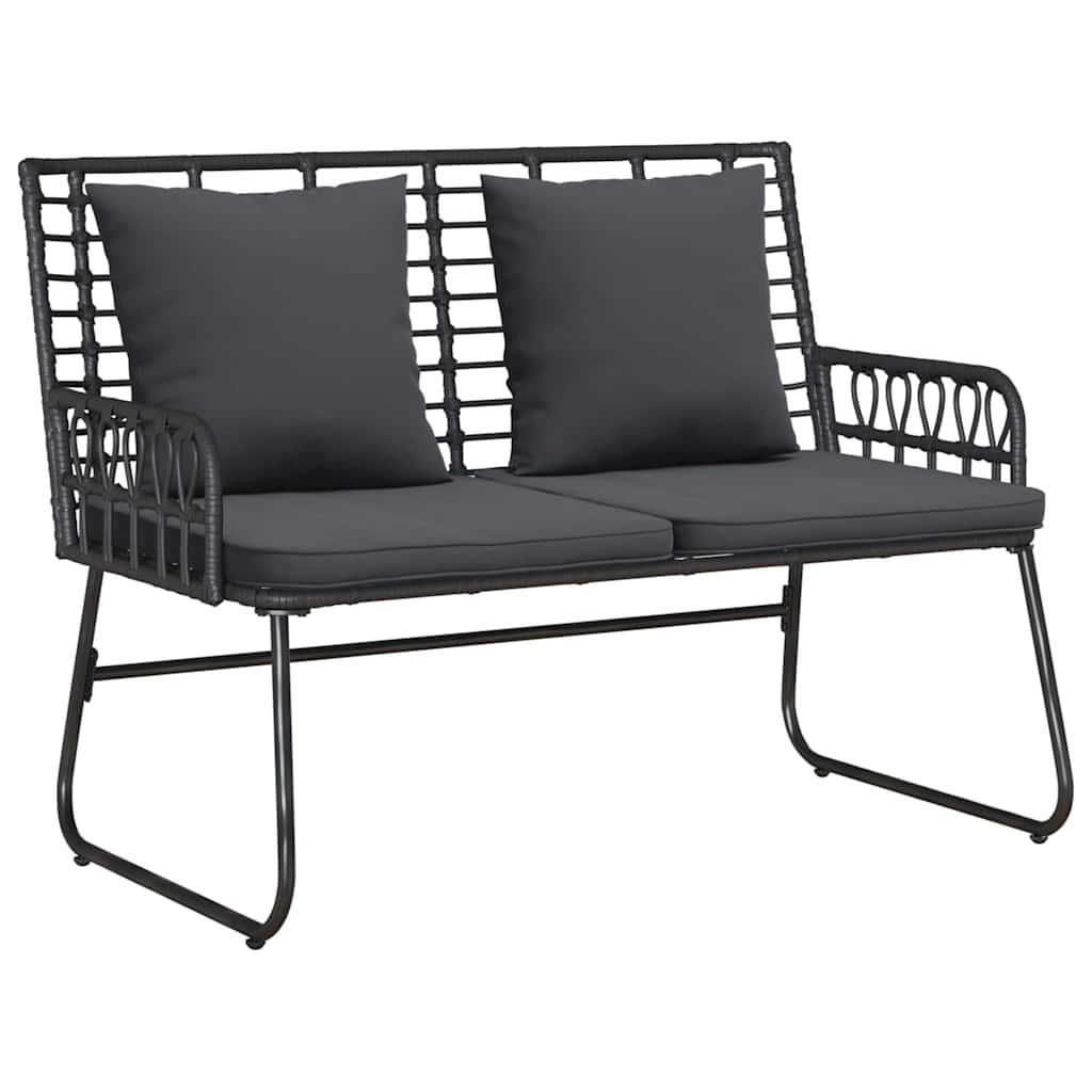 vidaXL Garden Bench Black, Anthracite Poly rattan, steel