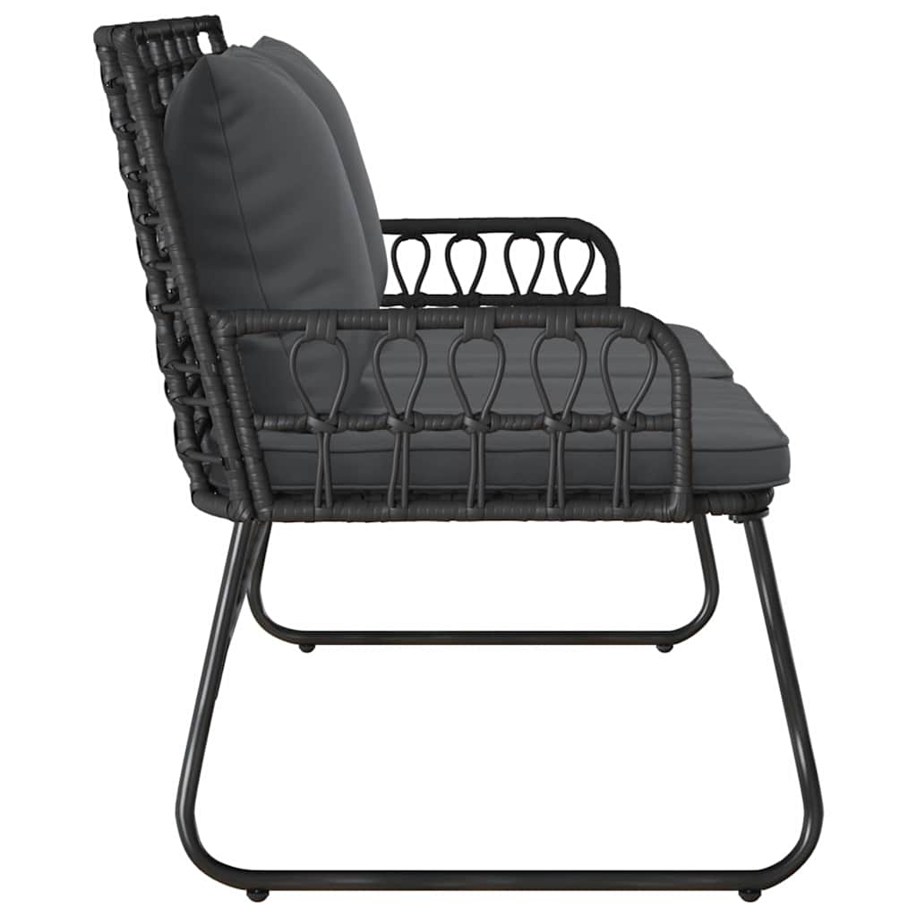 vidaXL Garden Bench Black, Anthracite Poly rattan, steel