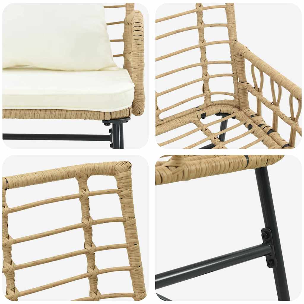 vidaXL Garden Bench Brown, Black, Cream Poly rattan, steel