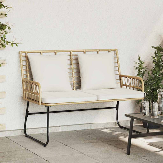 vidaXL Garden Bench Brown, Black, Cream Poly rattan, steel