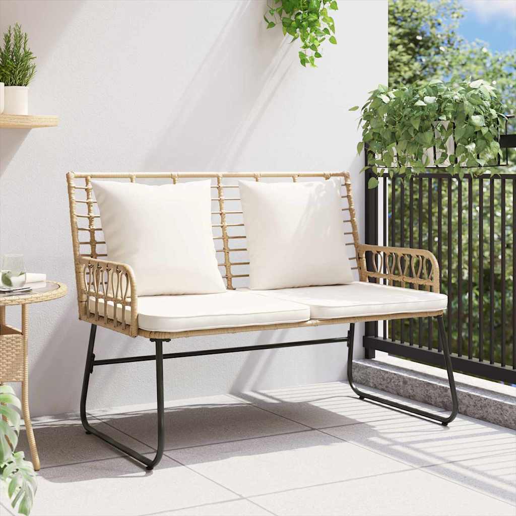 vidaXL Garden Bench Brown, Black, Cream Poly rattan, steel