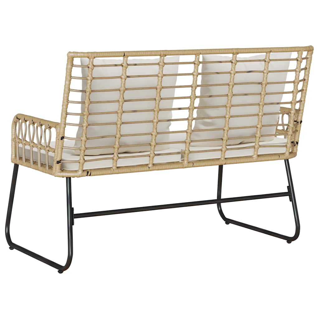 vidaXL Garden Bench Brown, Black, Cream Poly rattan, steel