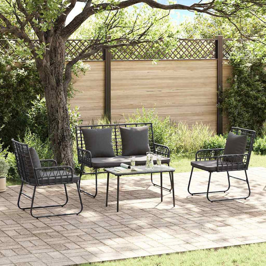vidaXL Garden Dining Set 3 pcs Black, Anthracite Poly rattan, steel