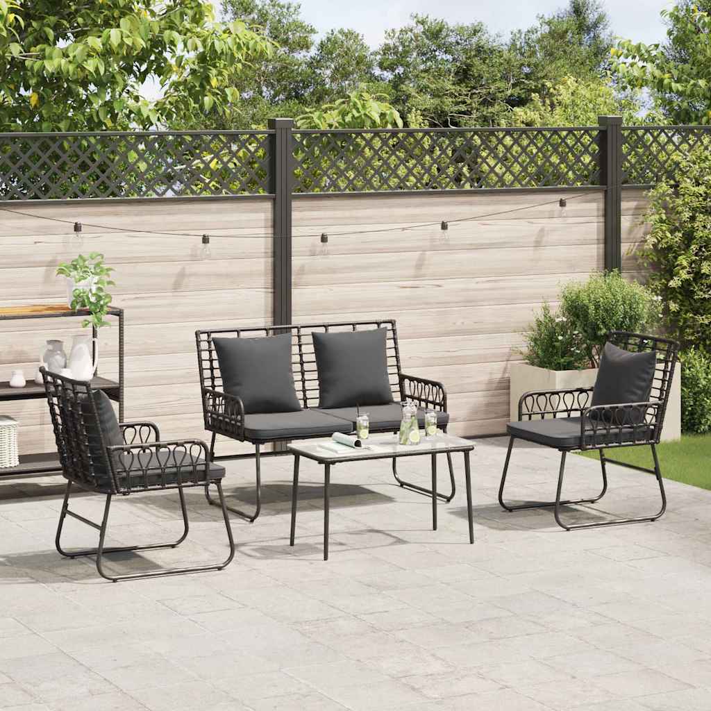 vidaXL Garden Dining Set 3 pcs Black, Anthracite Poly rattan, steel