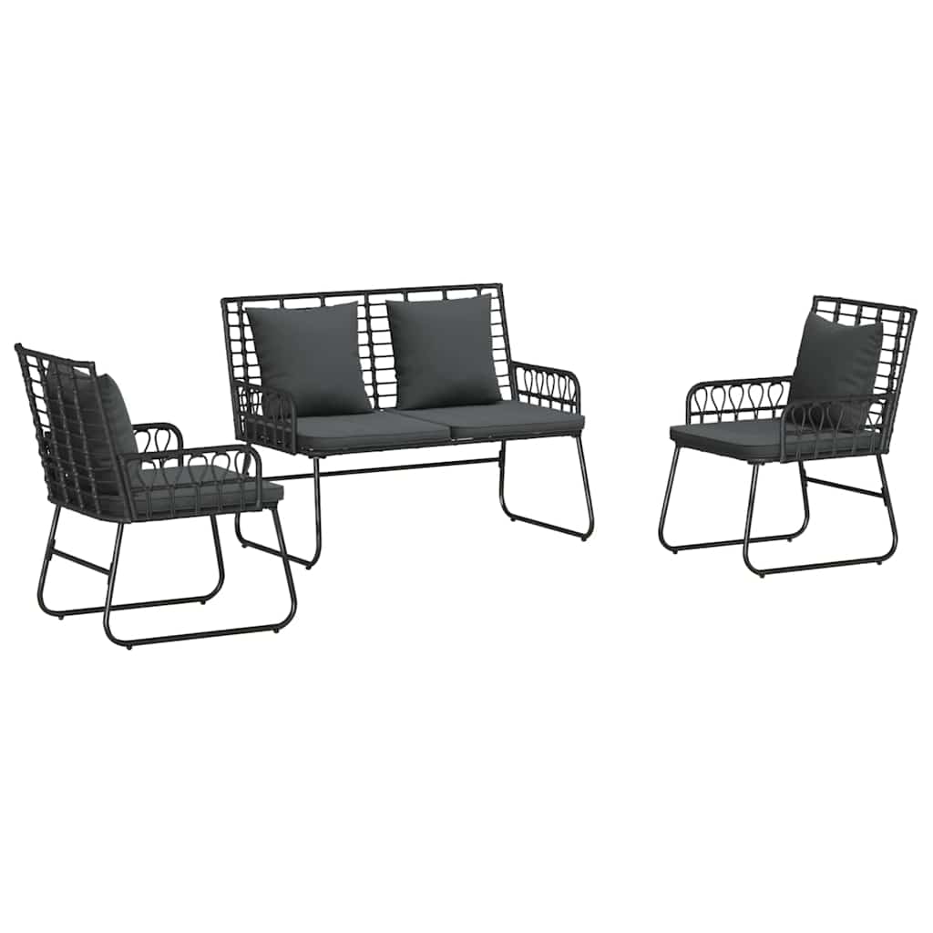vidaXL Garden Dining Set 3 pcs Black, Anthracite Poly rattan, steel