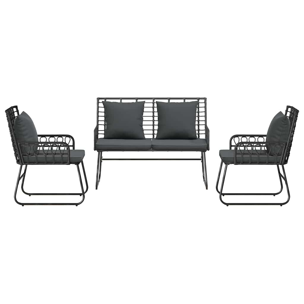 vidaXL Garden Dining Set 3 pcs Black, Anthracite Poly rattan, steel