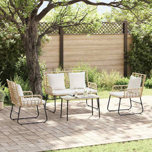 vidaXL Garden Dining Set 3 pcs Brown, Black, Cream Poly rattan, steel