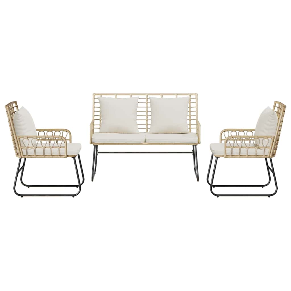 vidaXL Garden Dining Set 3 pcs Brown, Black, Cream Poly rattan, steel