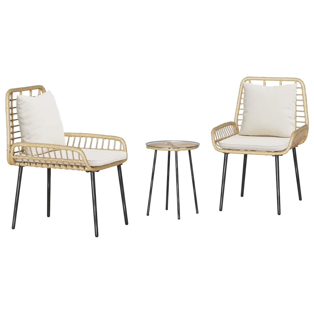 vidaXL Garden Dining Set 3 pcs Brown, Black, Cream 35 x 35 x 45 cm