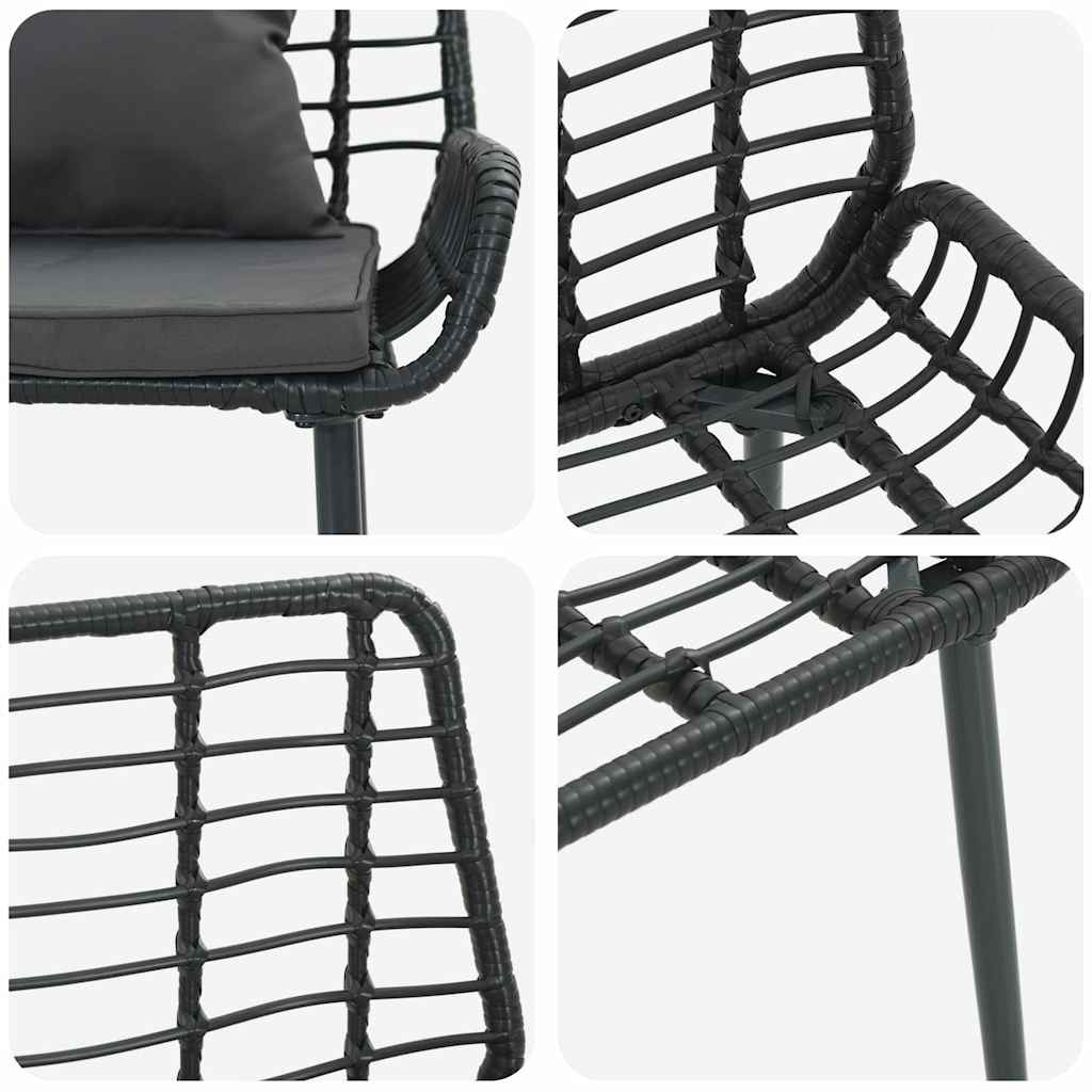 vidaXL Garden Bench Black, Anthracite Poly rattan, steel
