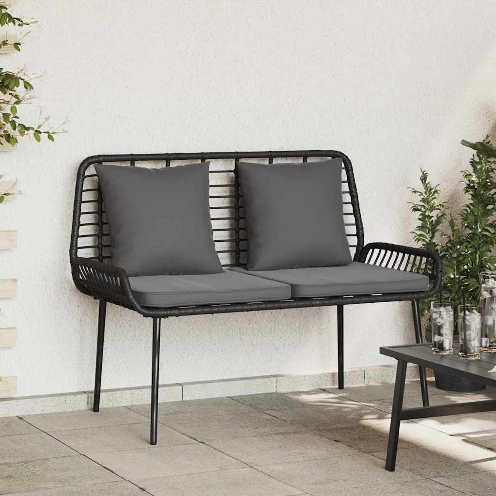 vidaXL Garden Bench Black, Anthracite Poly rattan, steel