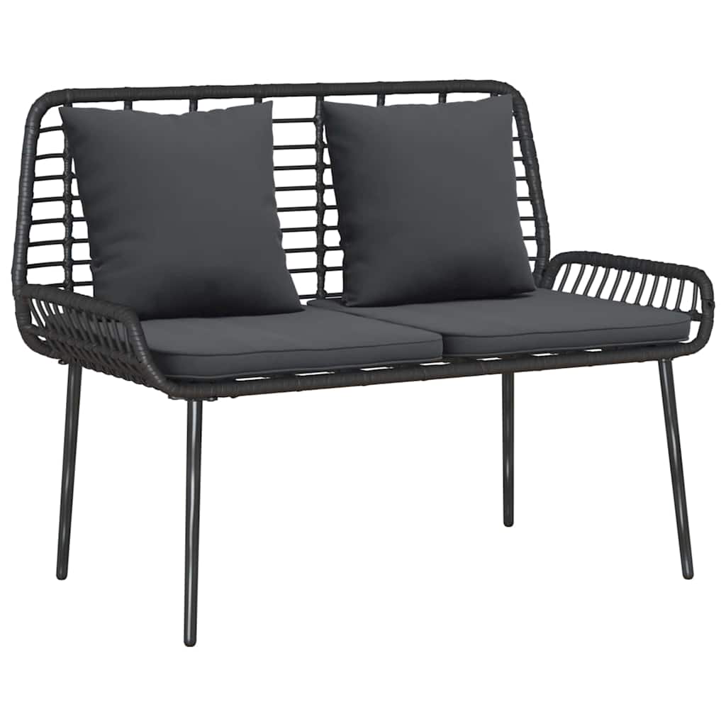 vidaXL Garden Bench Black, Anthracite Poly rattan, steel