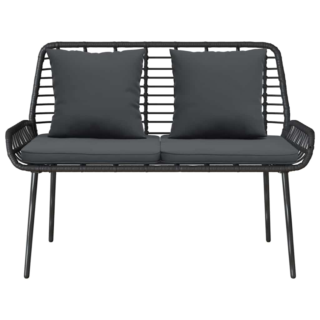 vidaXL Garden Bench Black, Anthracite Poly rattan, steel