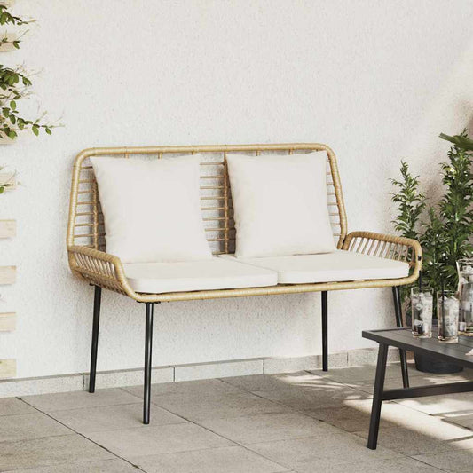 vidaXL Garden Bench Brown, Black, Cream Poly rattan, steel