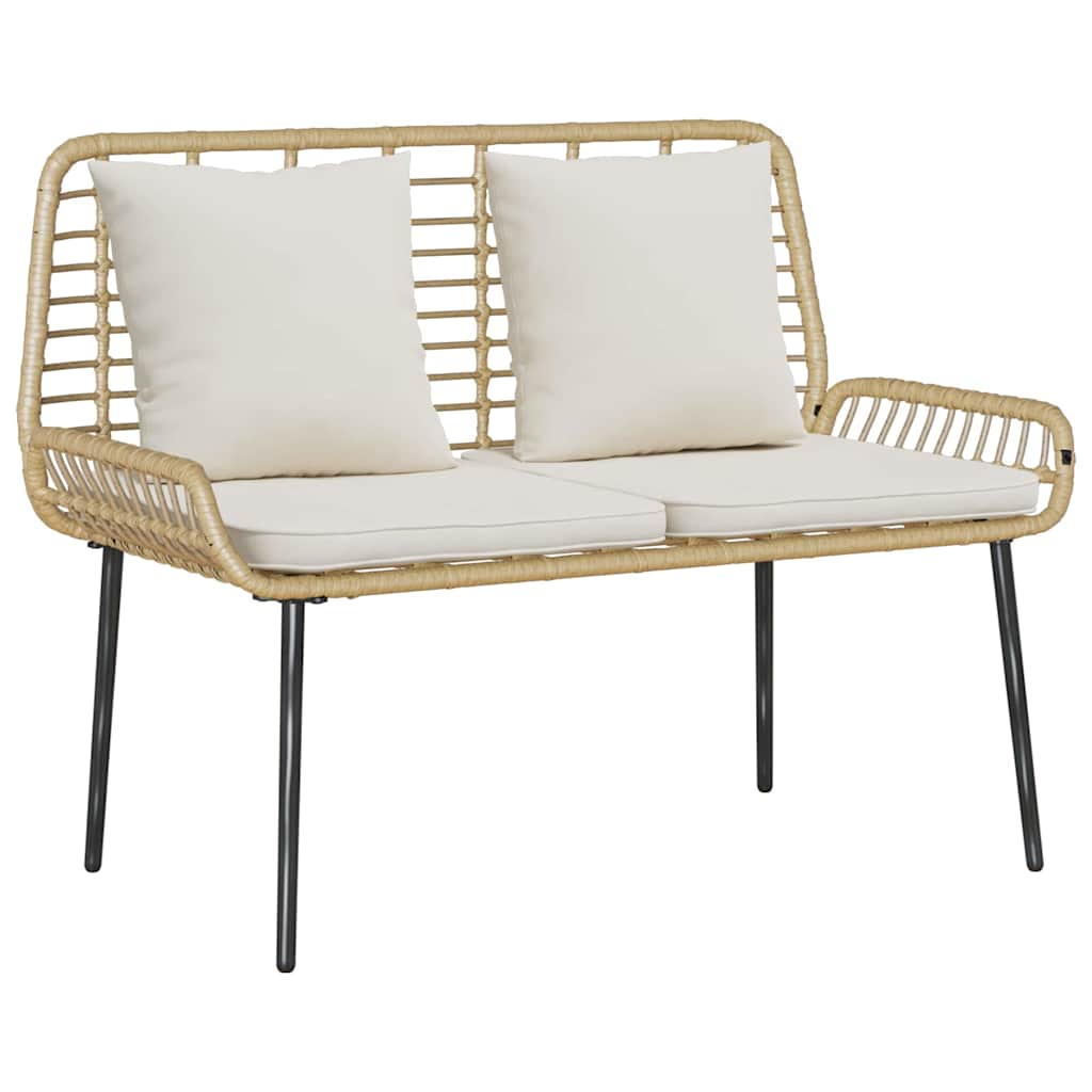 vidaXL Garden Bench Brown, Black, Cream Poly rattan, steel
