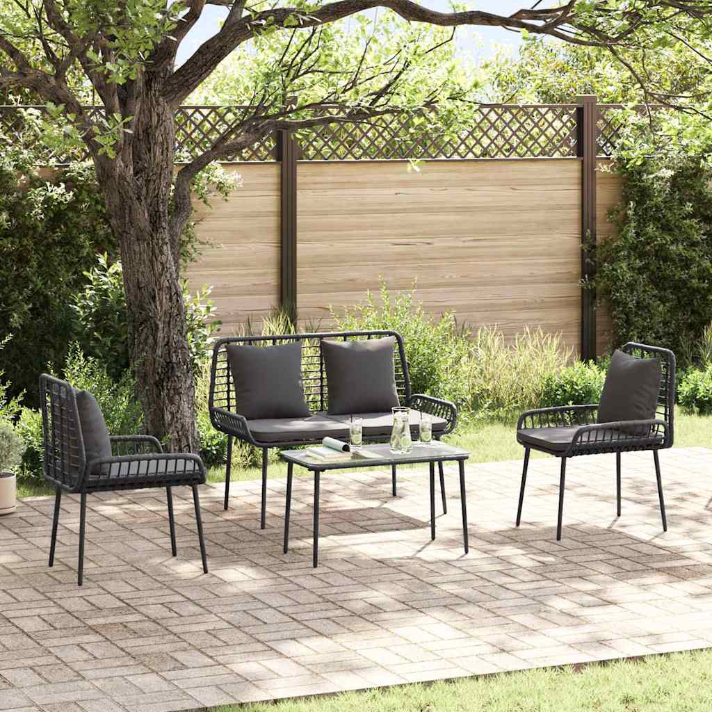 vidaXL Garden Dining Set 3 pcs Black, Anthracite Poly rattan, steel