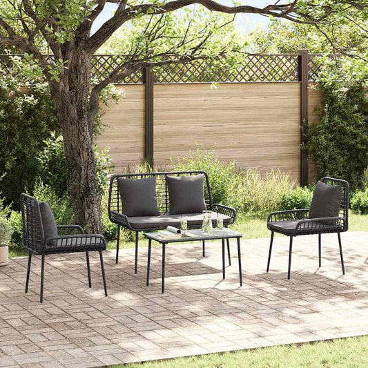 vidaXL Garden Dining Set 3 pcs Black, Anthracite Poly rattan, steel