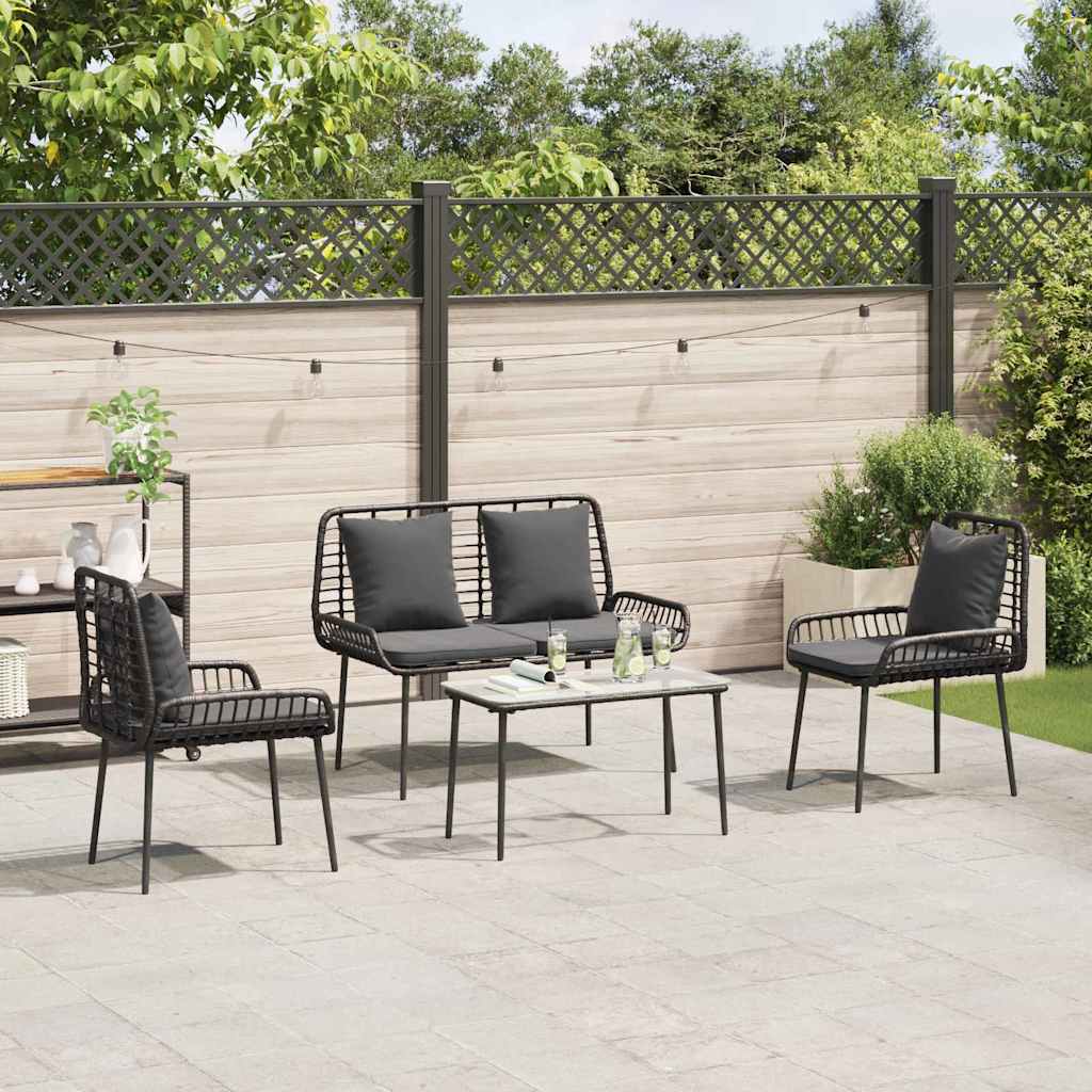 vidaXL Garden Dining Set 3 pcs Black, Anthracite Poly rattan, steel
