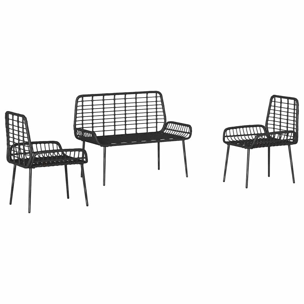 vidaXL Garden Dining Set 3 pcs Black, Anthracite Poly rattan, steel