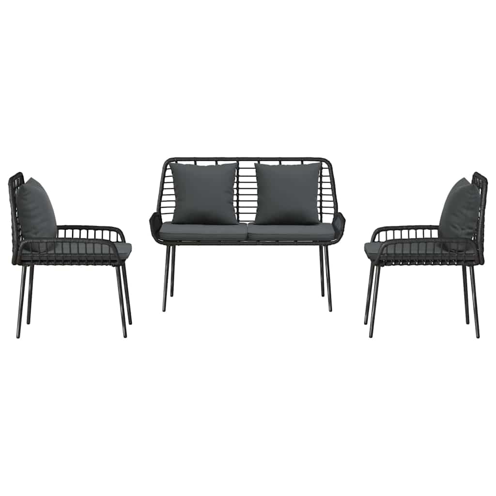 vidaXL Garden Dining Set 3 pcs Black, Anthracite Poly rattan, steel