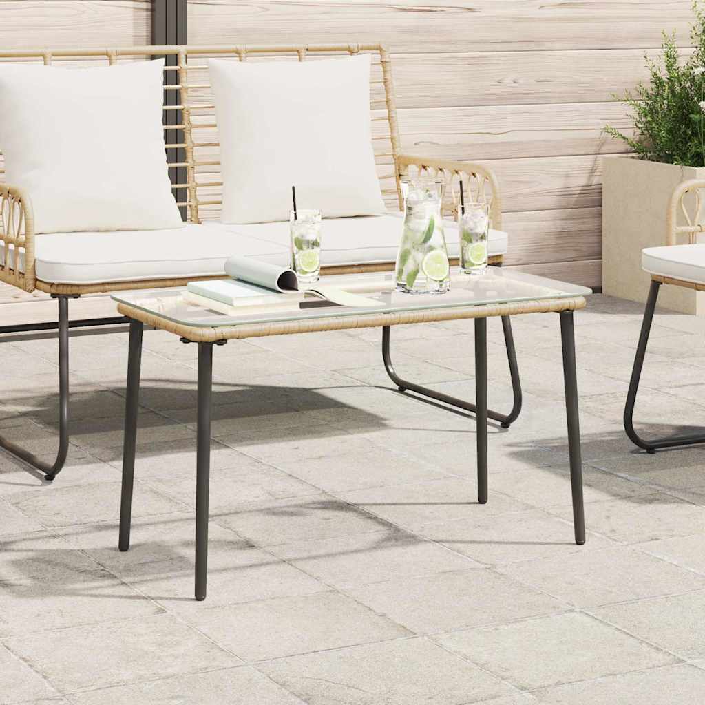 Garden Table Natural 80 x 40 x 45 cm Poly Rattan