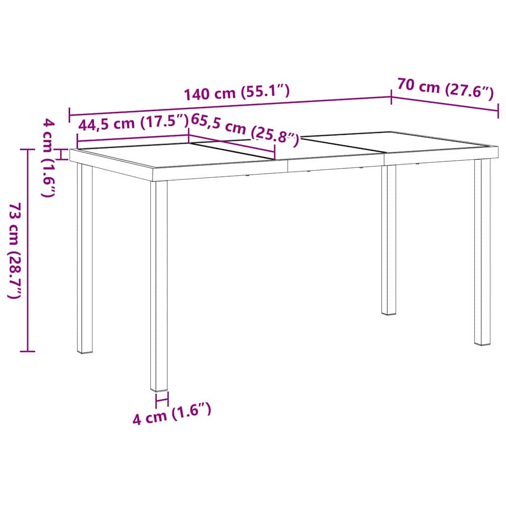 Garden Table Black 140 x 70 x 73 cm Metal