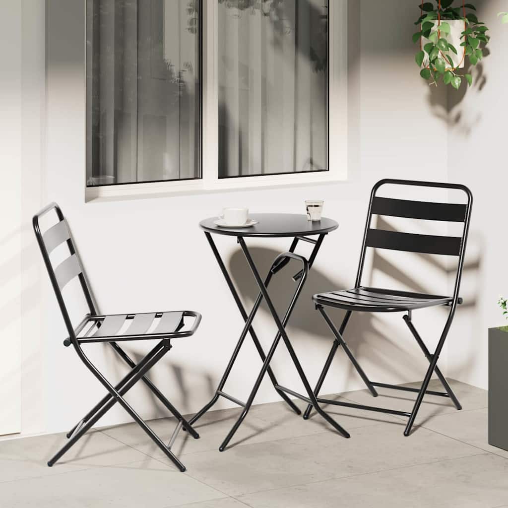 vidaXL Garden Bistro Set Folding 3 pcs Anthracite Steel