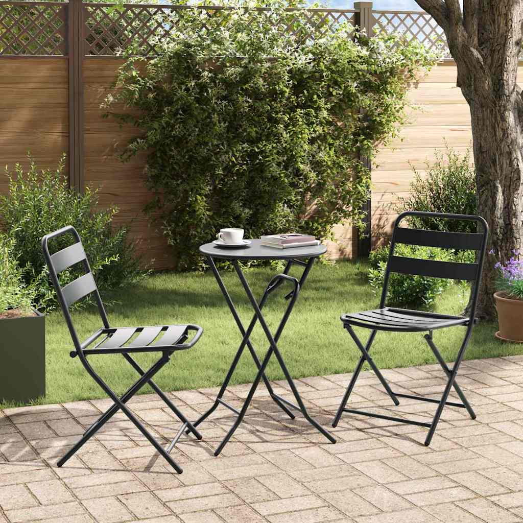 vidaXL Garden Bistro Set Folding 3 pcs Anthracite Steel
