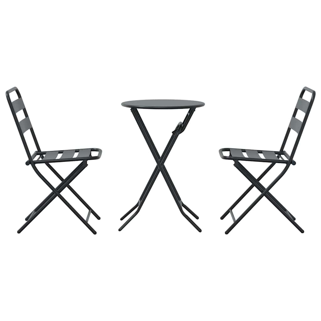 vidaXL Garden Bistro Set Folding 3 pcs Anthracite Steel