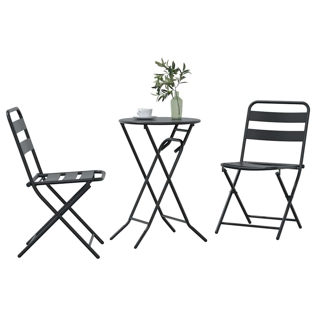 vidaXL Garden Bistro Set Folding 3 pcs Anthracite Steel