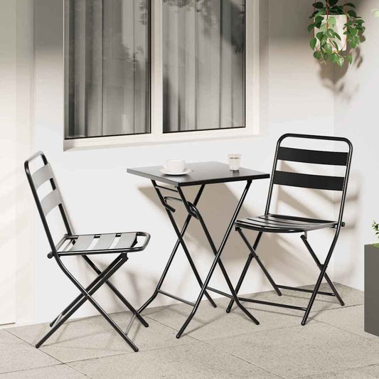 Garden Bistro Set Folding 3 pcs Anthracite Steel