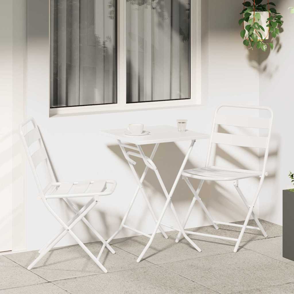 vidaXL Bistro Set Folding 3 pcs White Steel