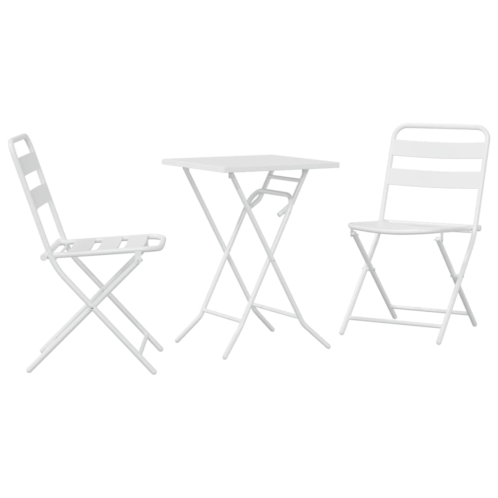 vidaXL Bistro Set Folding 3 pcs White Steel