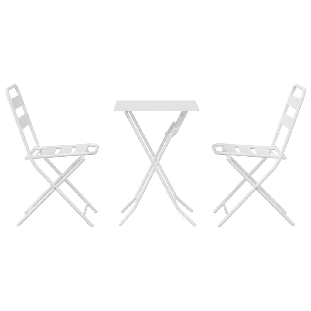 vidaXL Bistro Set Folding 3 pcs White Steel